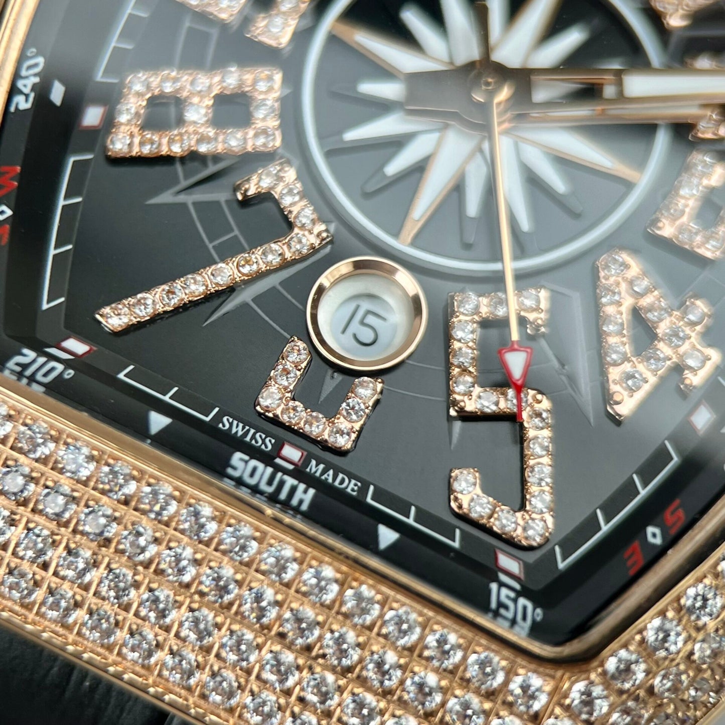 Franck Muller Replica 1:1 Watch V45 Black Dial Diamond Gold Case 45mm