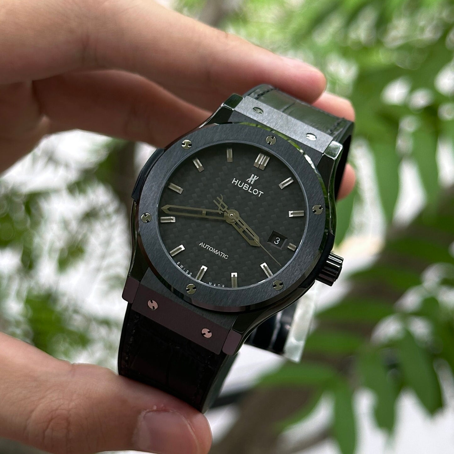 Hublot Classic Fusion Ceramic Carbon Dial Rep 11 Watch JJZ 42mm