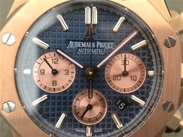 Replica Audemars Piguet Royal Oak Chronograph RG JHF Blue/RG Dial RG Bracelet A7750