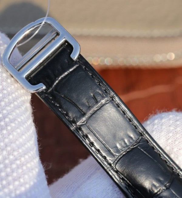 Replica Cartier TWF Ballon Bleu 46mm Black Textured Dial Leather Strap MIYOTA9015
