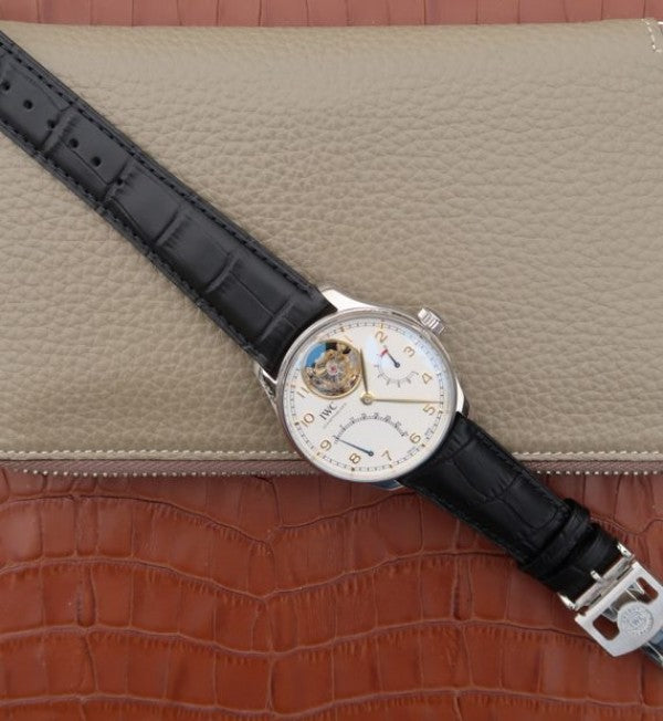 Replica IWC AZ Portuguese Tourbillon IW5046 White Dial YG Markers