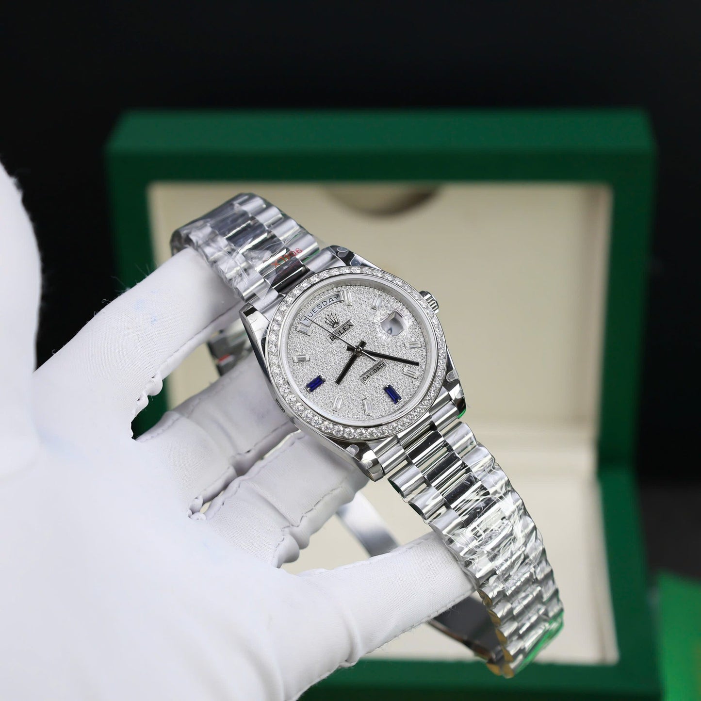 Rolex Day-Date Best Copies Watch Diamonds Moissanite Custom GM Factory 40mm