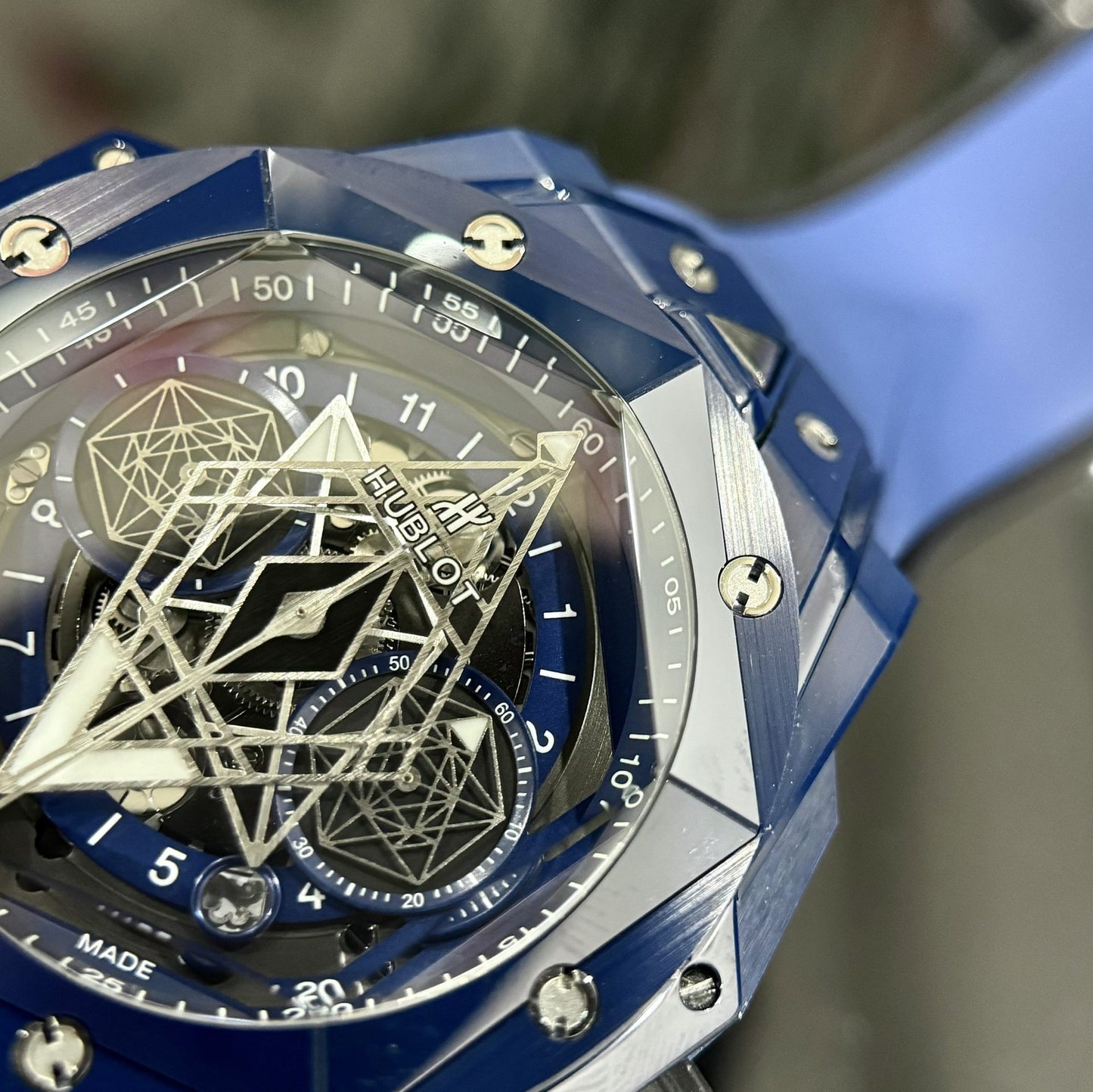 Hublot Replica 1:1 Watch Big Bang Sang Bleu ll Blue Ceramic Case Factory BBF 45mm