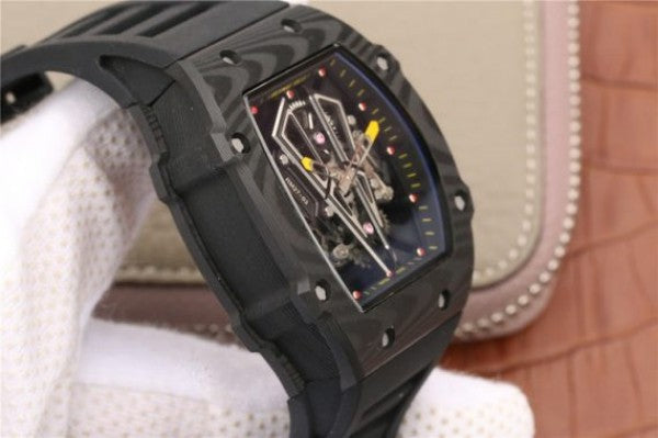 Replica Richard Mille RM027-03 Full Black Carbon Skeleton Dial Black Rubber Strap 6T51
