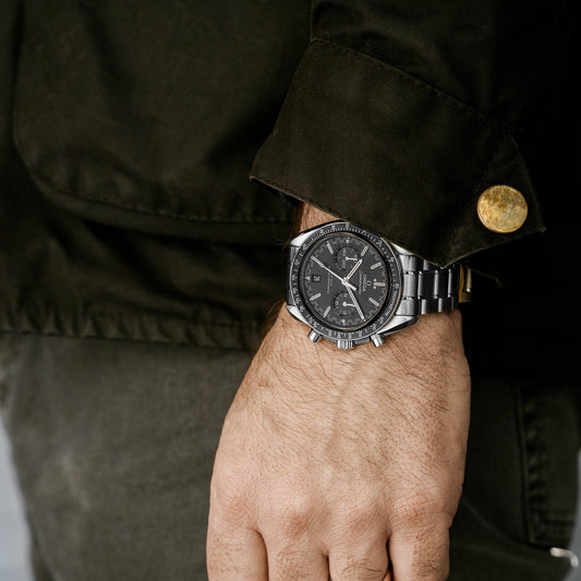 Speedmaster Racing Co-Axial Master Chronometer Chronograph 44.25mm Black Dial With White Accents On Bracelet(1:1 replica)