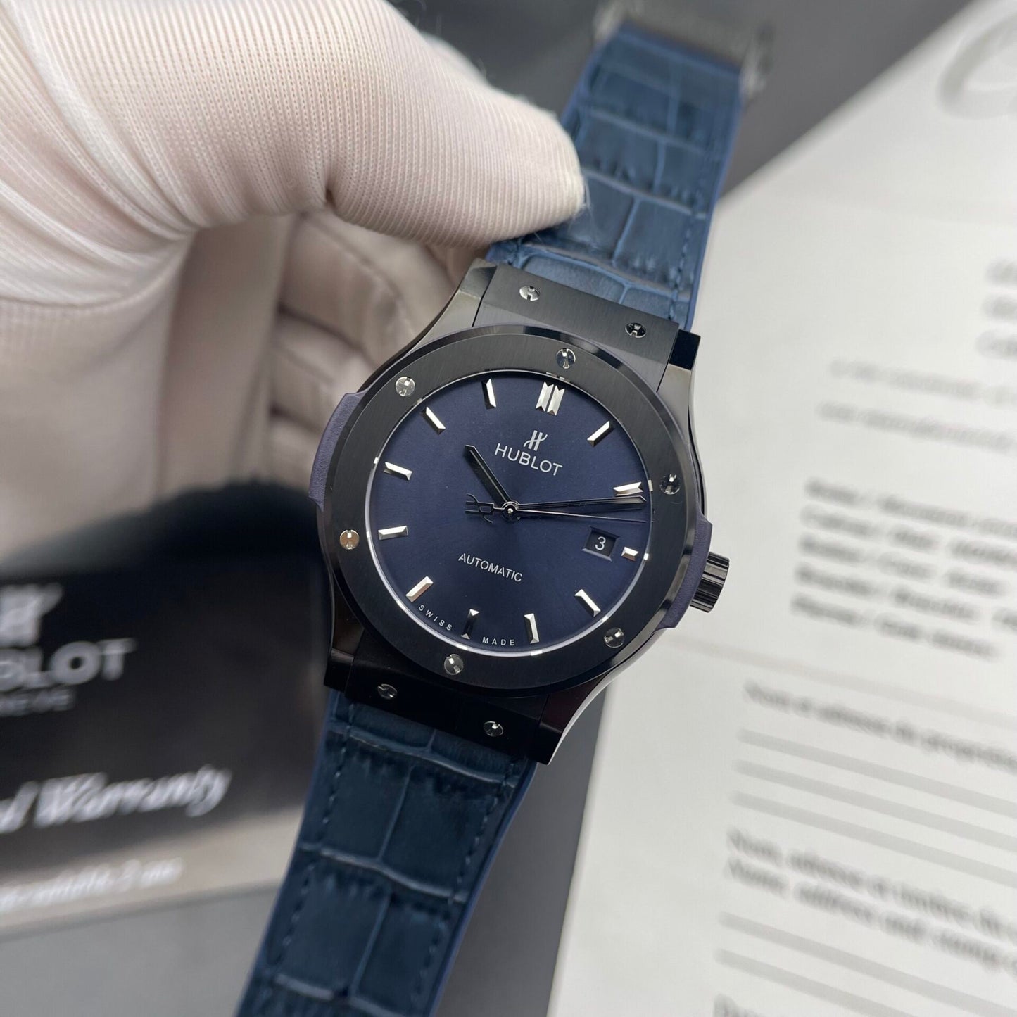 Hublot Fake Watches Classic Fusion Ceramic Blue Dial HB Factory 42mm