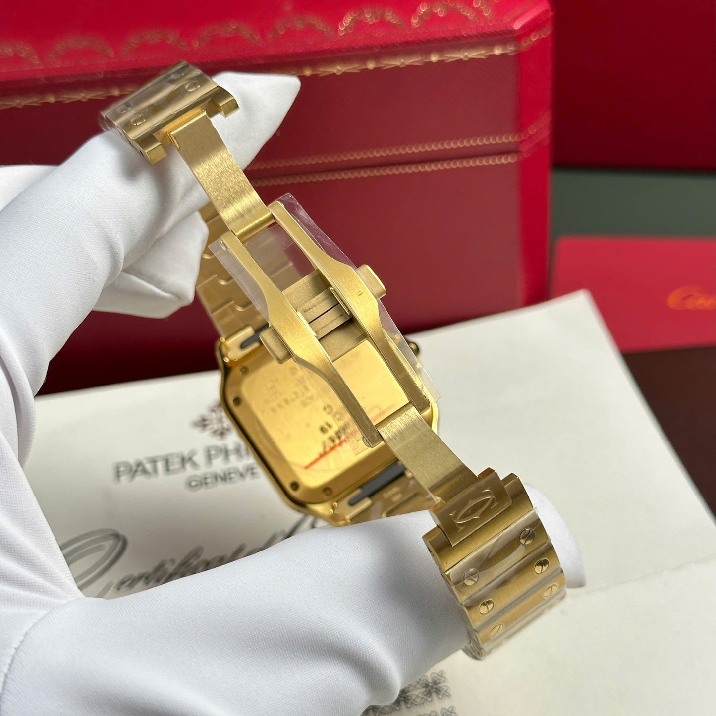 Cartier Santos Yellow Replica Watch White Dial BV Factory 35mm