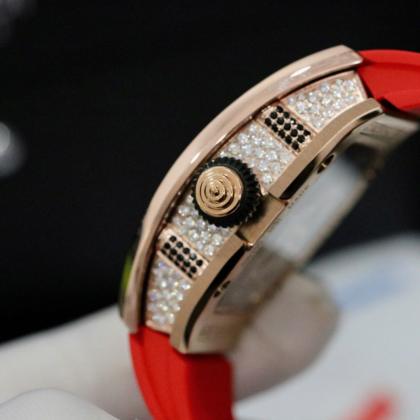 Richard Mille RM007 Replica Watch Custom Moissanite Diamonds Red 36mm