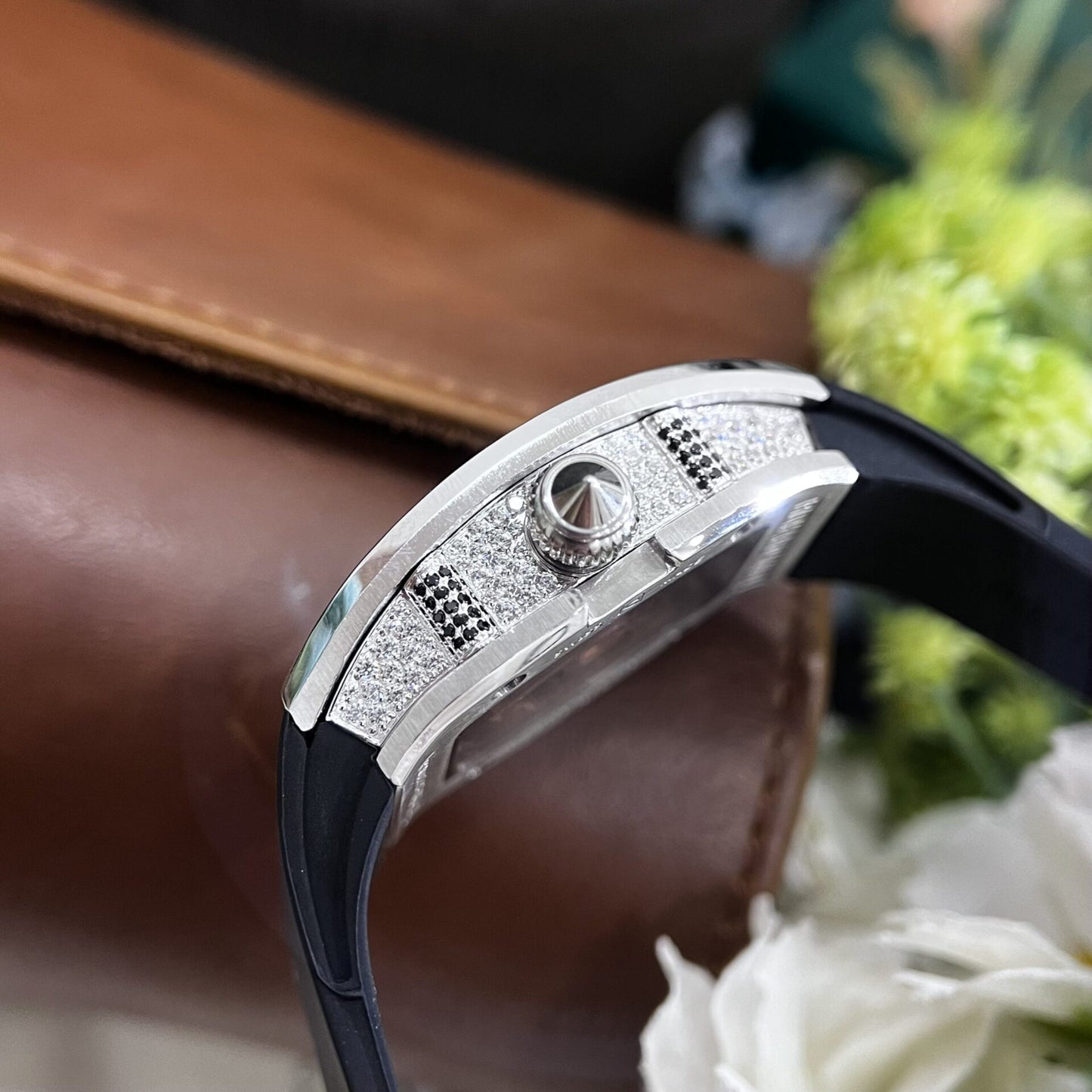 Richard Mille Fake Watch RM007 Red Dial Rubber Strap 36mm