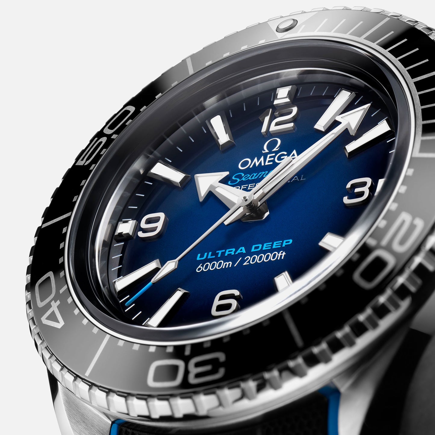 Seamaster Planet Ocean Ultra Deep Professional 6000M Co-Axial Master Chronometer 45.5mm Blue Dial On Rubber Strap(1:1 replica)