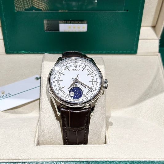 Rolex Replica 1:1 Watch Cellini Moonphase 50535 Brown Leather Strap 39mm