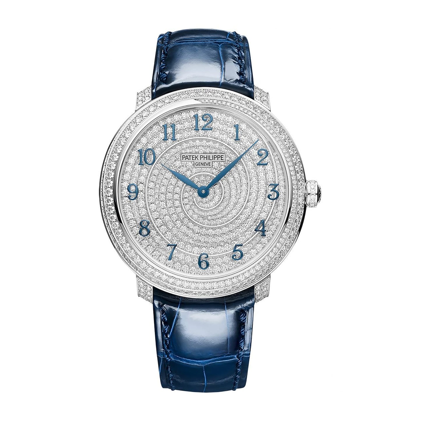 Fake Diamond Watch Patek Philippe Replica Calatrava Diamond Ribbon Joaillerie White Gold Diamond Dial 4978/400G-001 Quartz(1:1 replica)