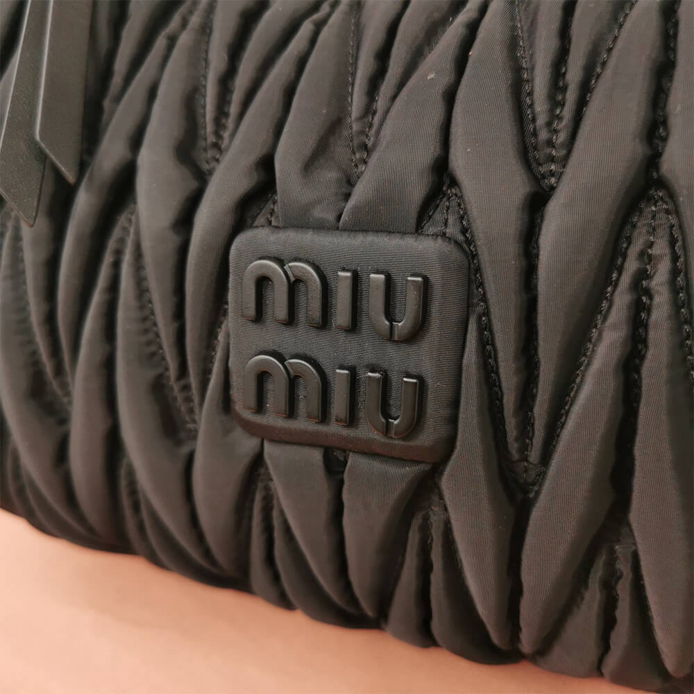 Miu Wander matelasse regenerated nylon hobo bag