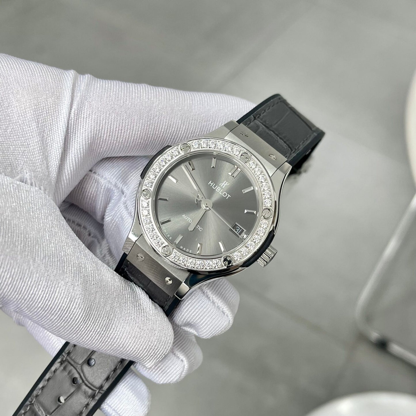 Hublot Classic Fusion Best Replica Watch Diamonds Grey HB Factory 38mm