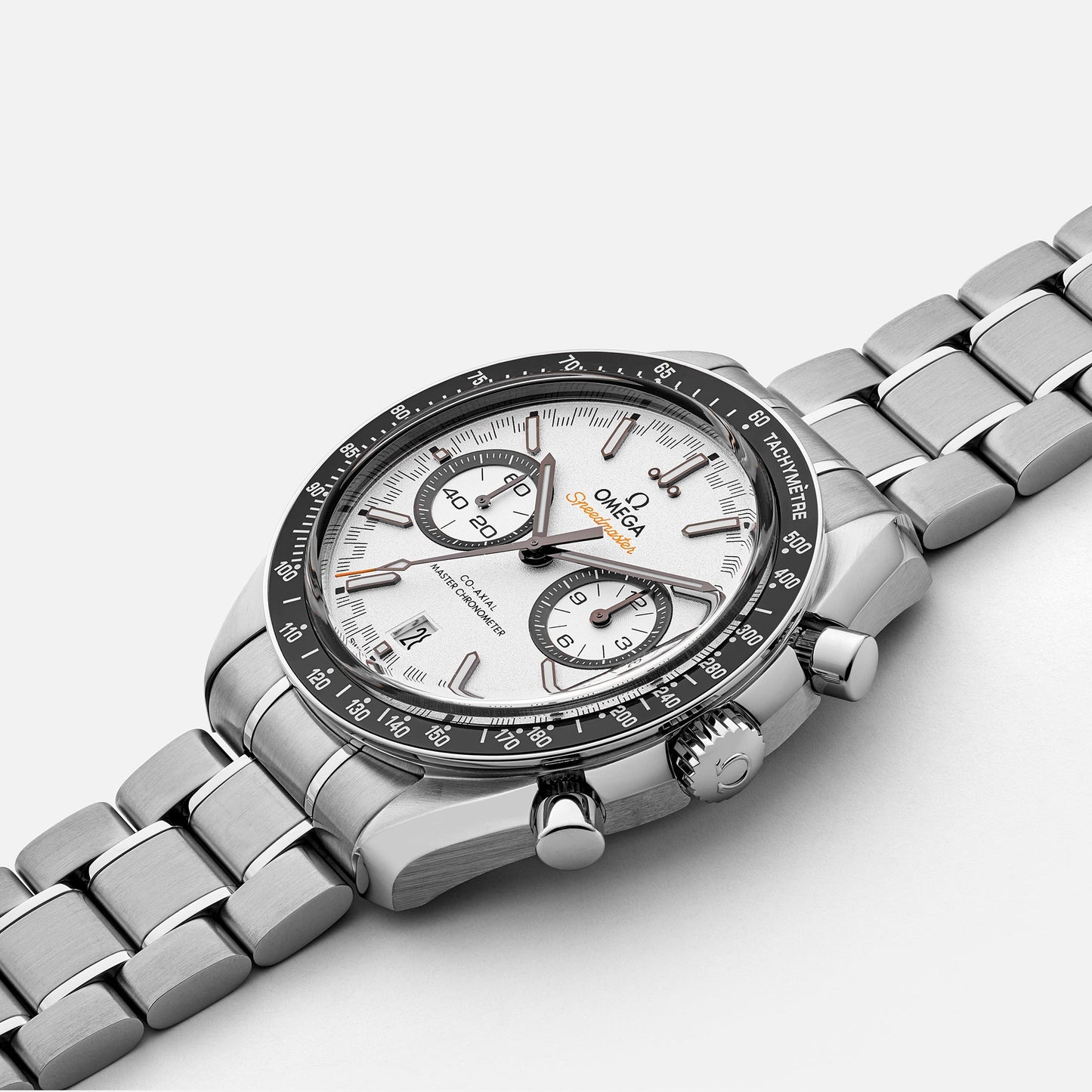 Speedmaster Racing Co-Axial Master Chronometer Chronograph 44.25mm White Dial On Bracelet(1:1 replica)