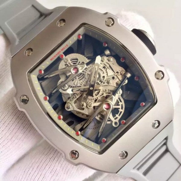 Replica Richard Mille RM027 SS Skeleton Dial Gray Rubber Strap 6T51