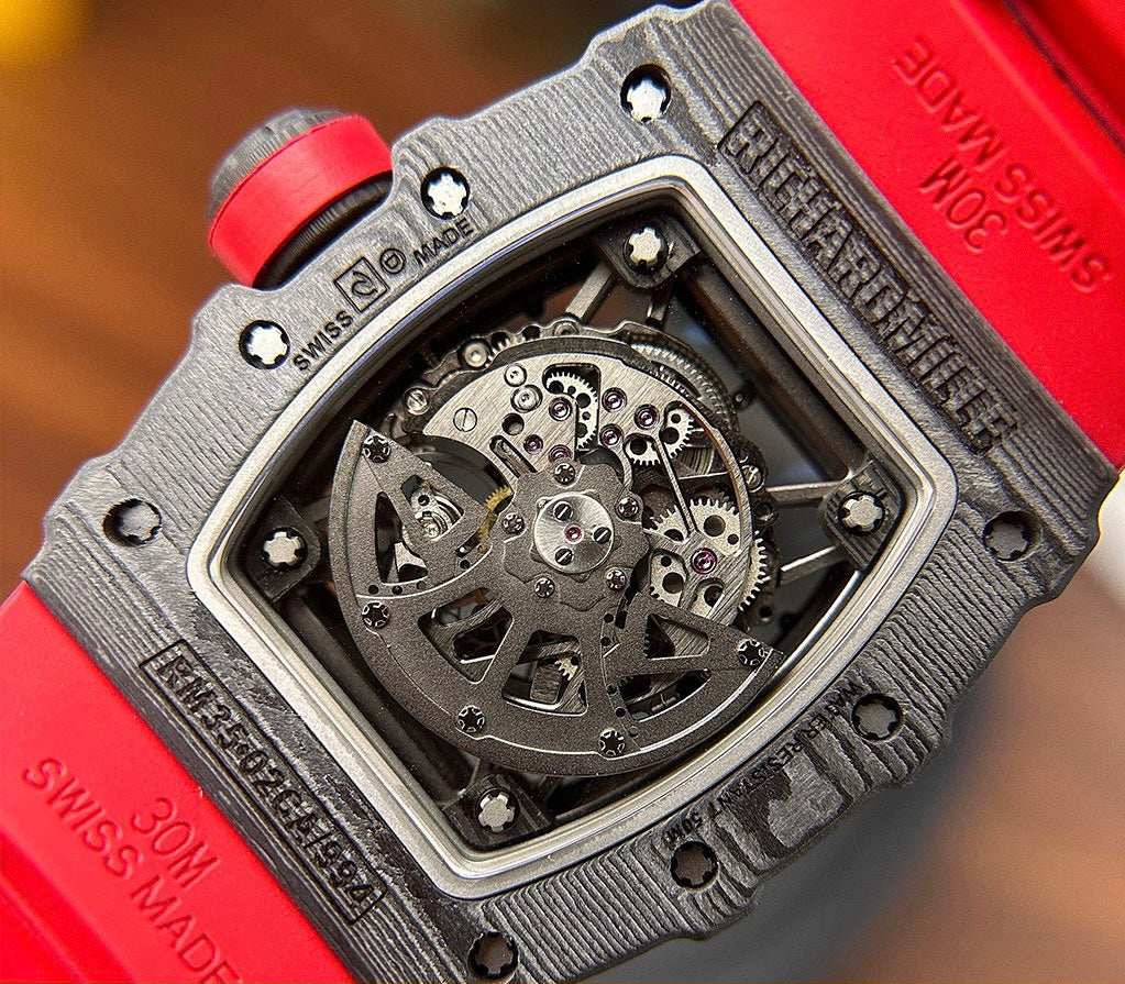 Richard Mille RM35-02 Replica Watch Skeleton Red Rubber Strap 44mm