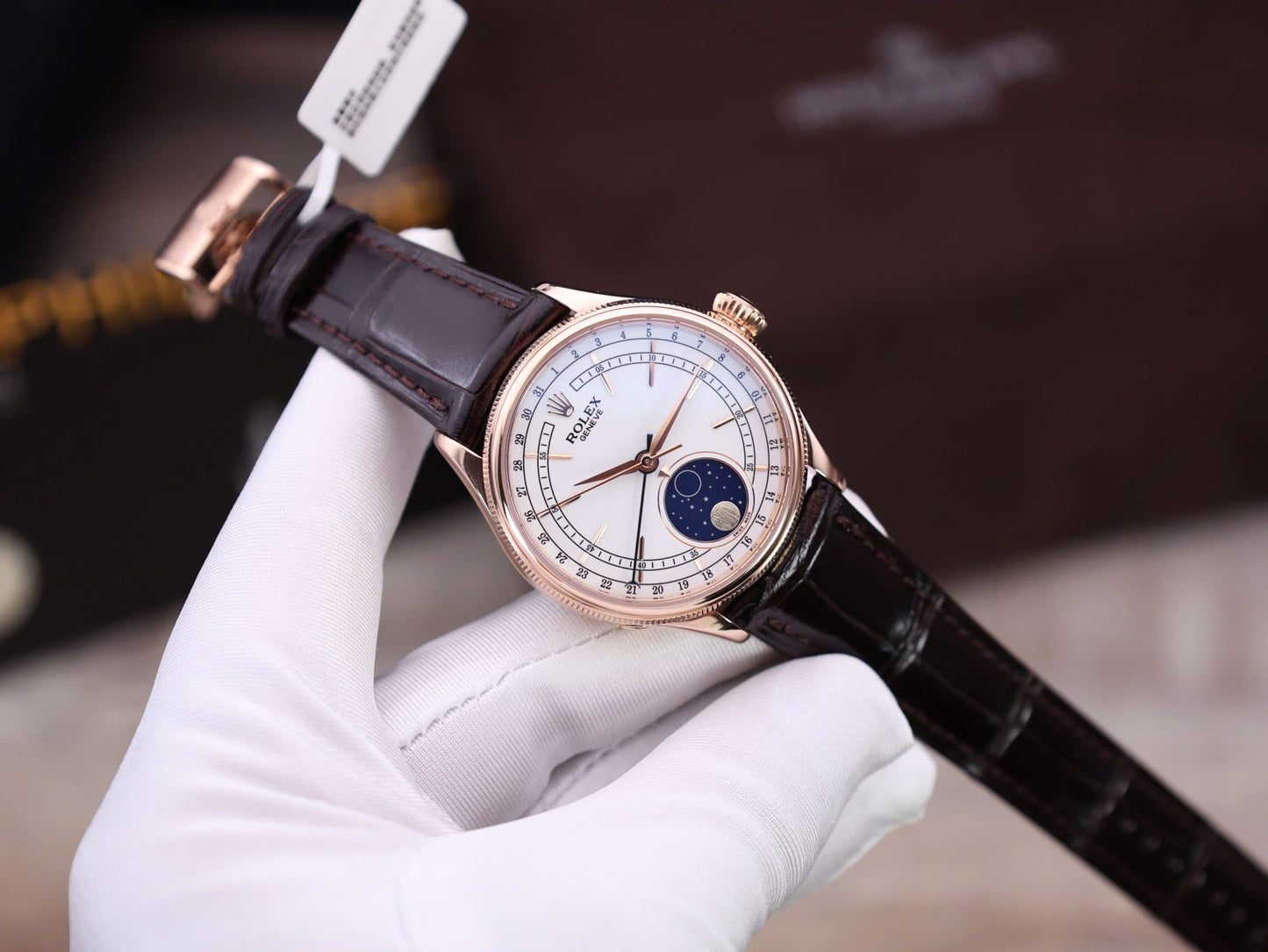 Rolex Cellini Moonphase Replica Watch Gold Wrapped KZ Factory 39mm