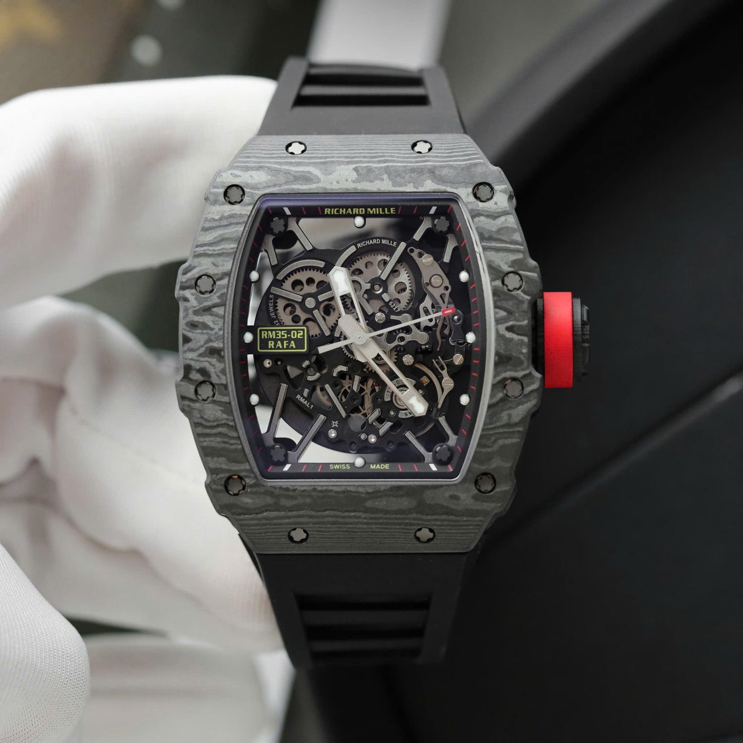 Richard Mille Rm35-02 Black Copies Watches Carbon Super Light ZF Factoy 44mm