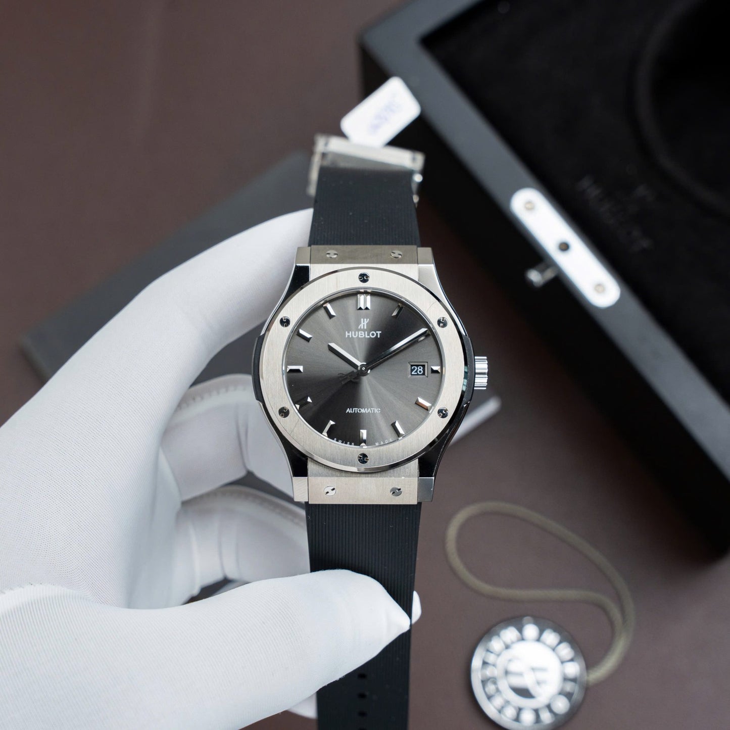 Hublot Classic Fusion Titanium Gray Dial Replica Watches Movement SW300 Rubber Strap 42mm