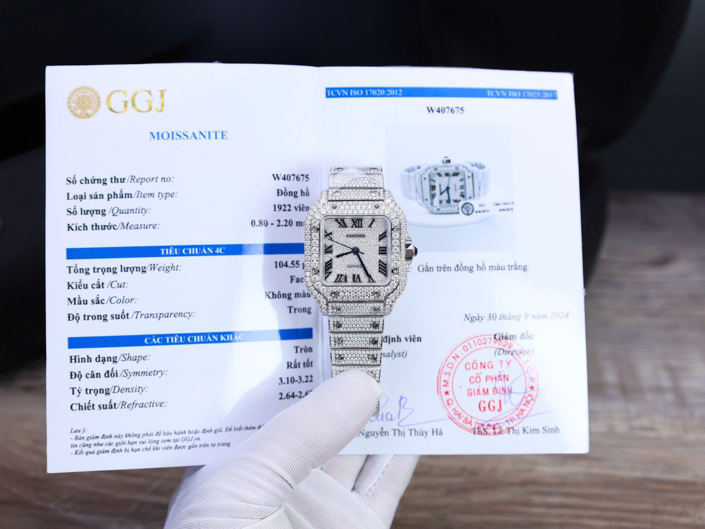 Cartier Santos Custom With Full Diamond Moissanite Hong Kong 35mm