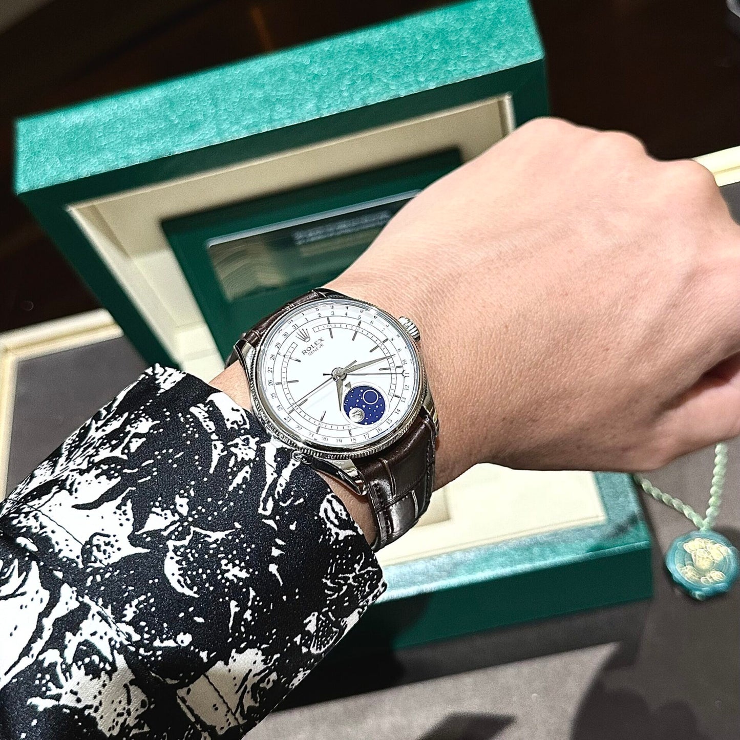 Rolex Replica 1:1 Watch Cellini Moonphase 50535 Brown Leather Strap 39mm