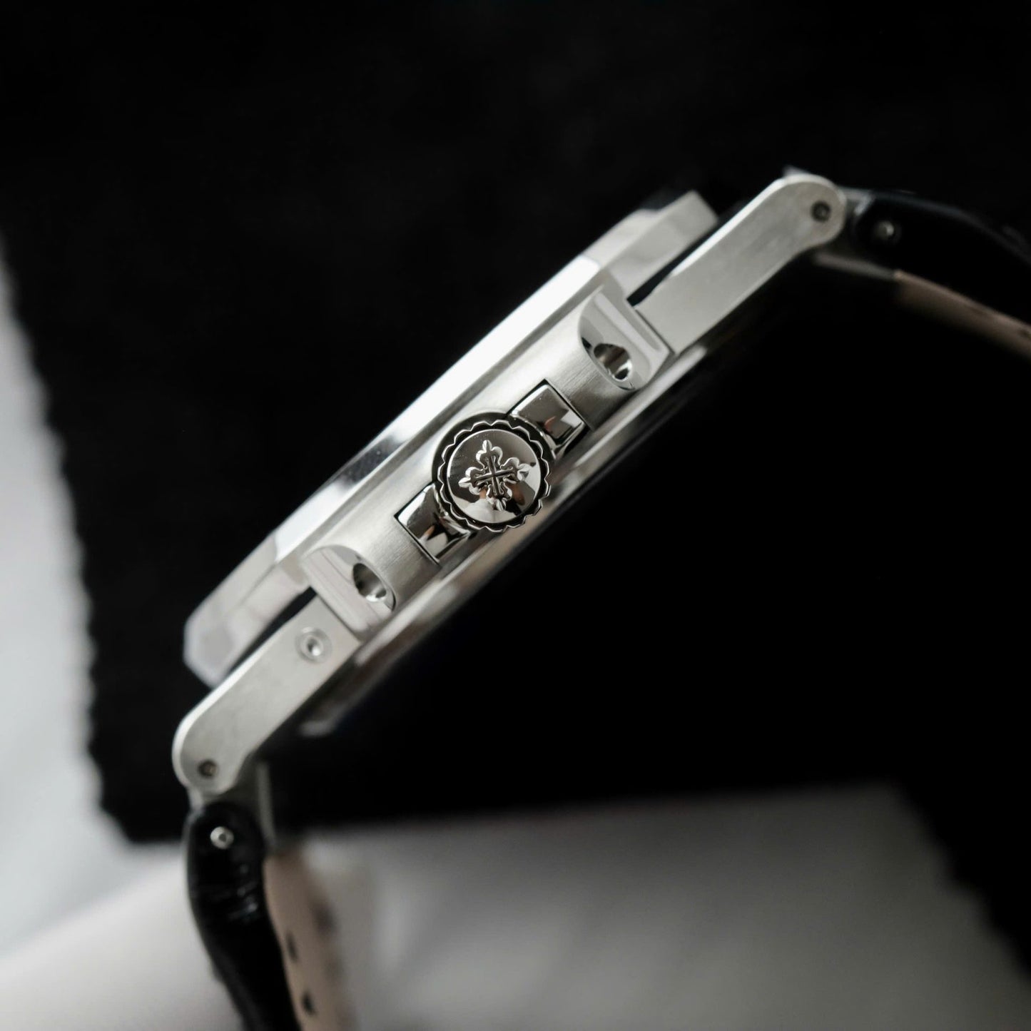 Patek Philippe Copies Watches Nautilus 5724 Gray Dial Leather Strap PPF Factory 40mm