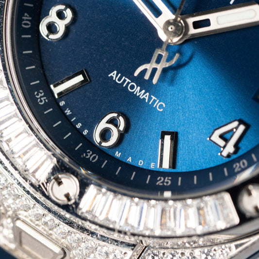Hublot Replica 11 Watch Big Bang One Click Blue With Full Diamond 39mm