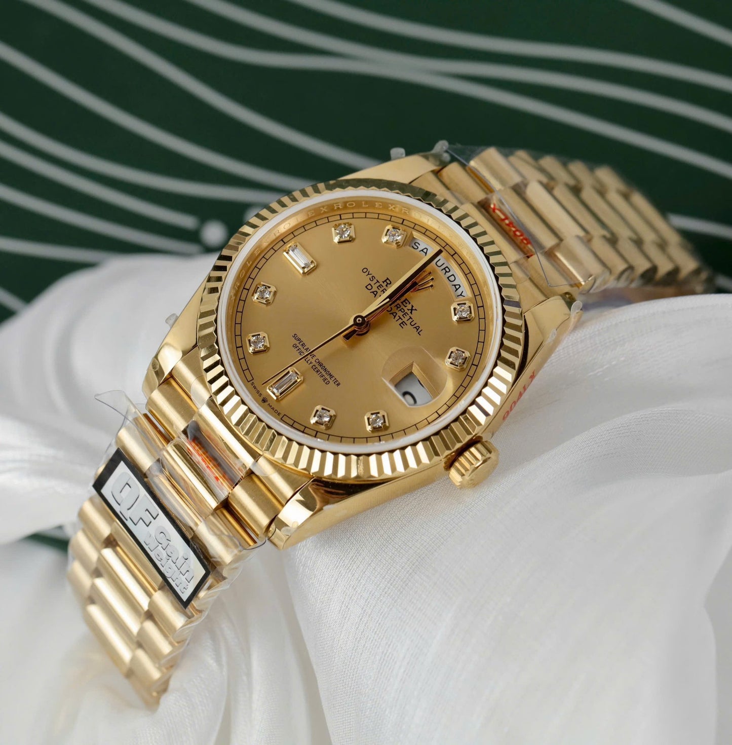 Rolex Day-Date M128238 Copies Watch Yellow Dial Weight 159Gram QF Factory 36mm