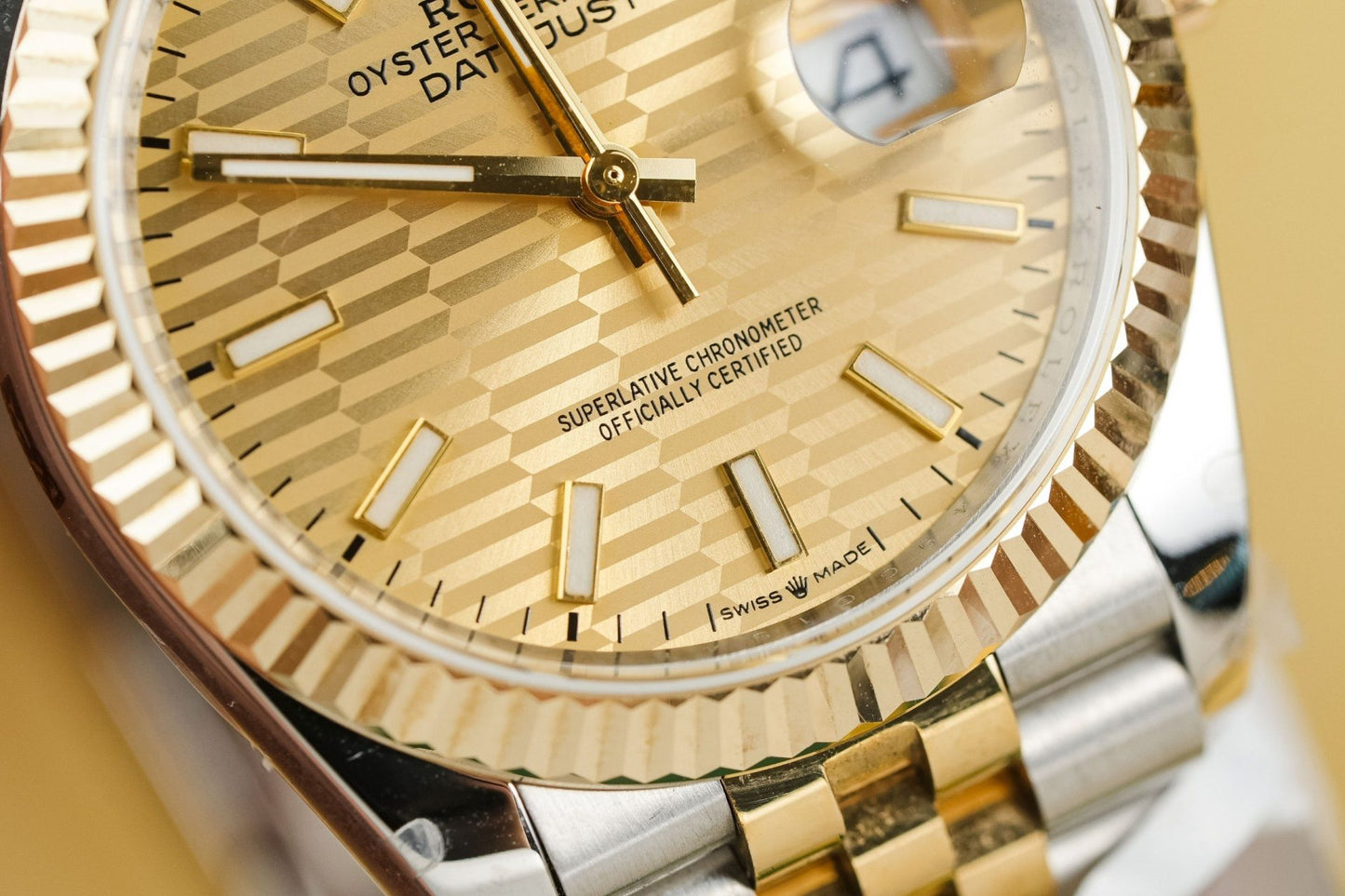 Rolex Best Replica Watch DateJust 126233 Yellow Champagne Fluted Dial Gold Wrapped 36mm