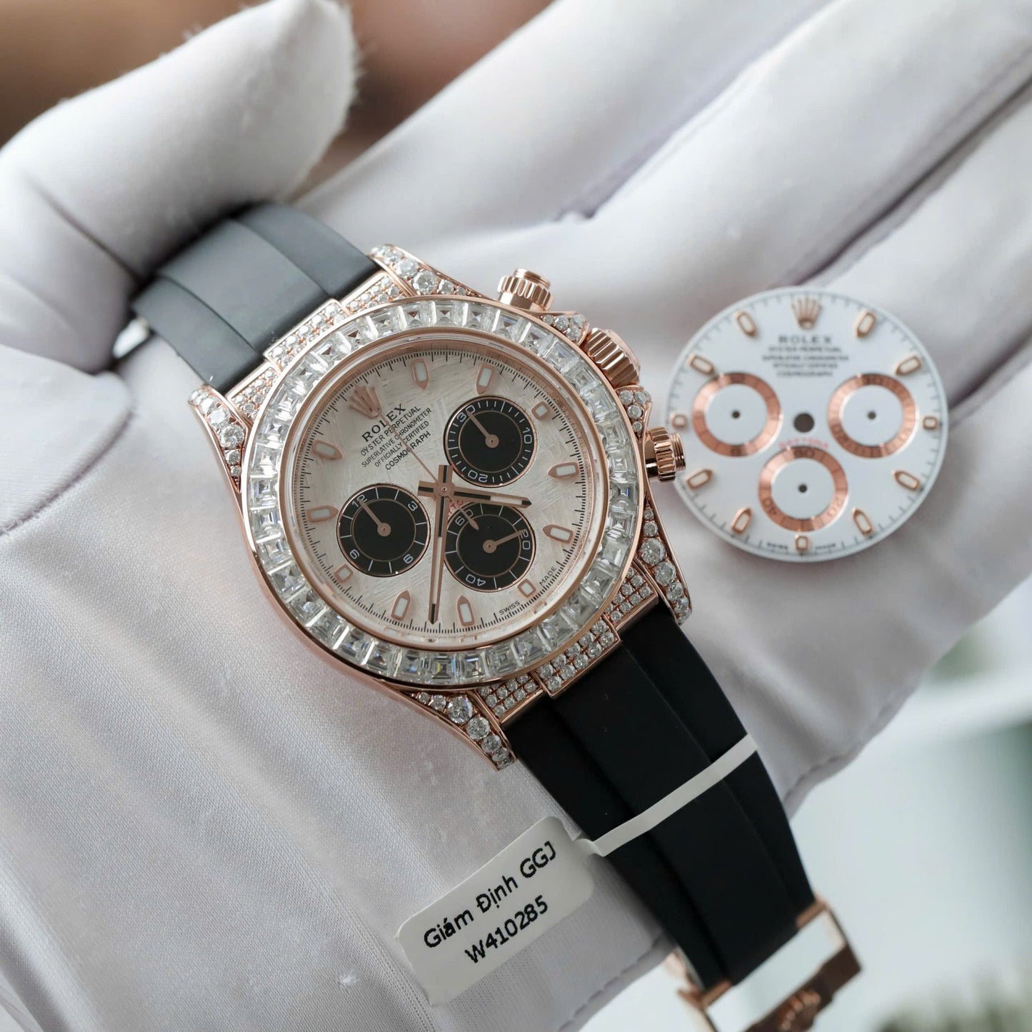 Rolex Daytona Best Clone Watches 18K Gold Wrapped + Diamonds Moissanite Baguette 40mm