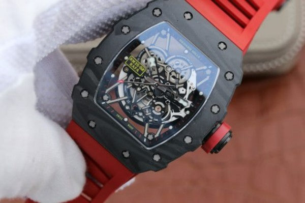 Replica Richard Mille RM035-02 Rafael Nadal FC Titanium Case KVF Skeleton Dial Red Rubber Strap MIYOTA8215