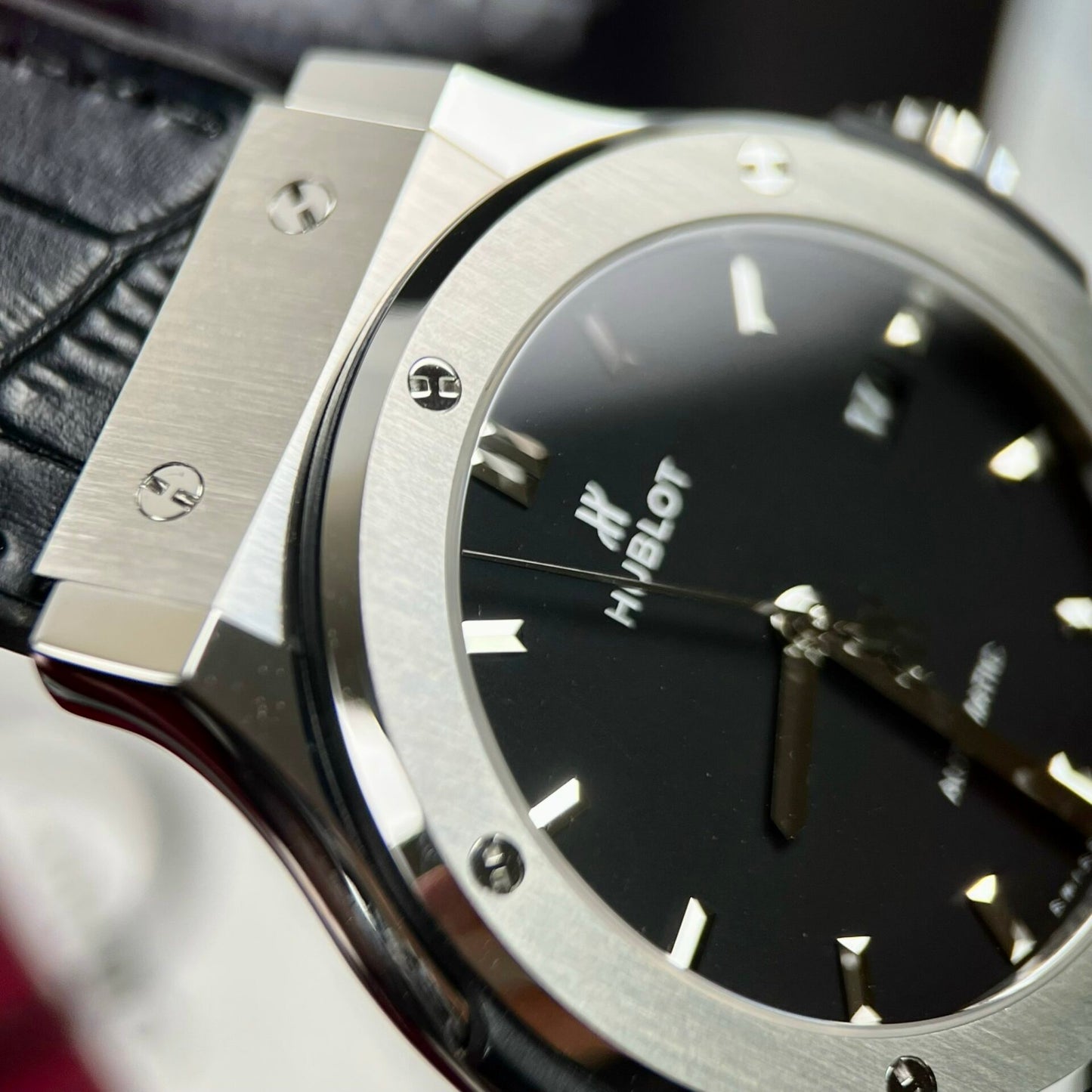 Hublot Replica Watch Classic Fusion Titanium Black Dial JJF Factory 42mm