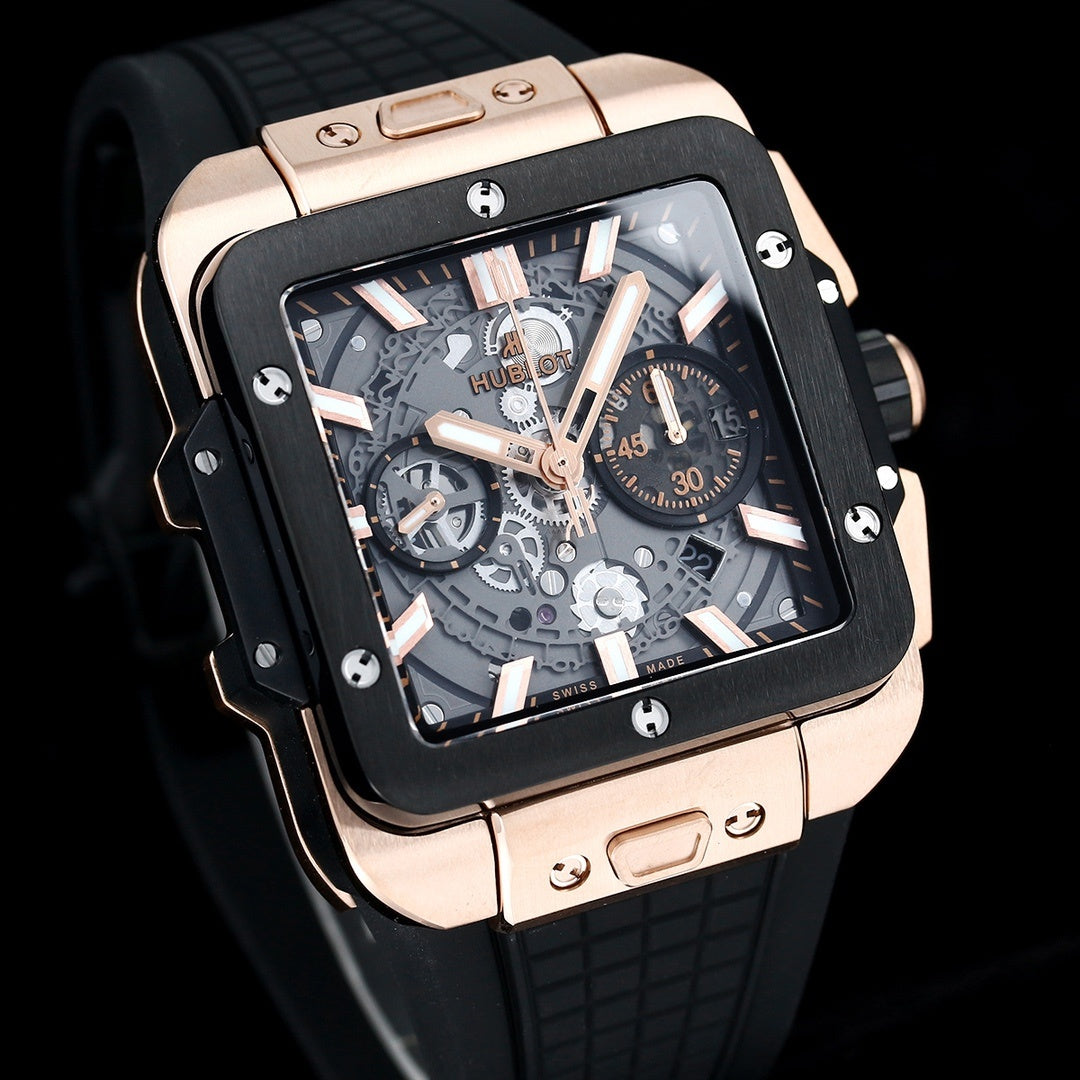 Hublot Big Bang, Square Bang Unico 42mm Textured Rubber Strap(1:1 replica)