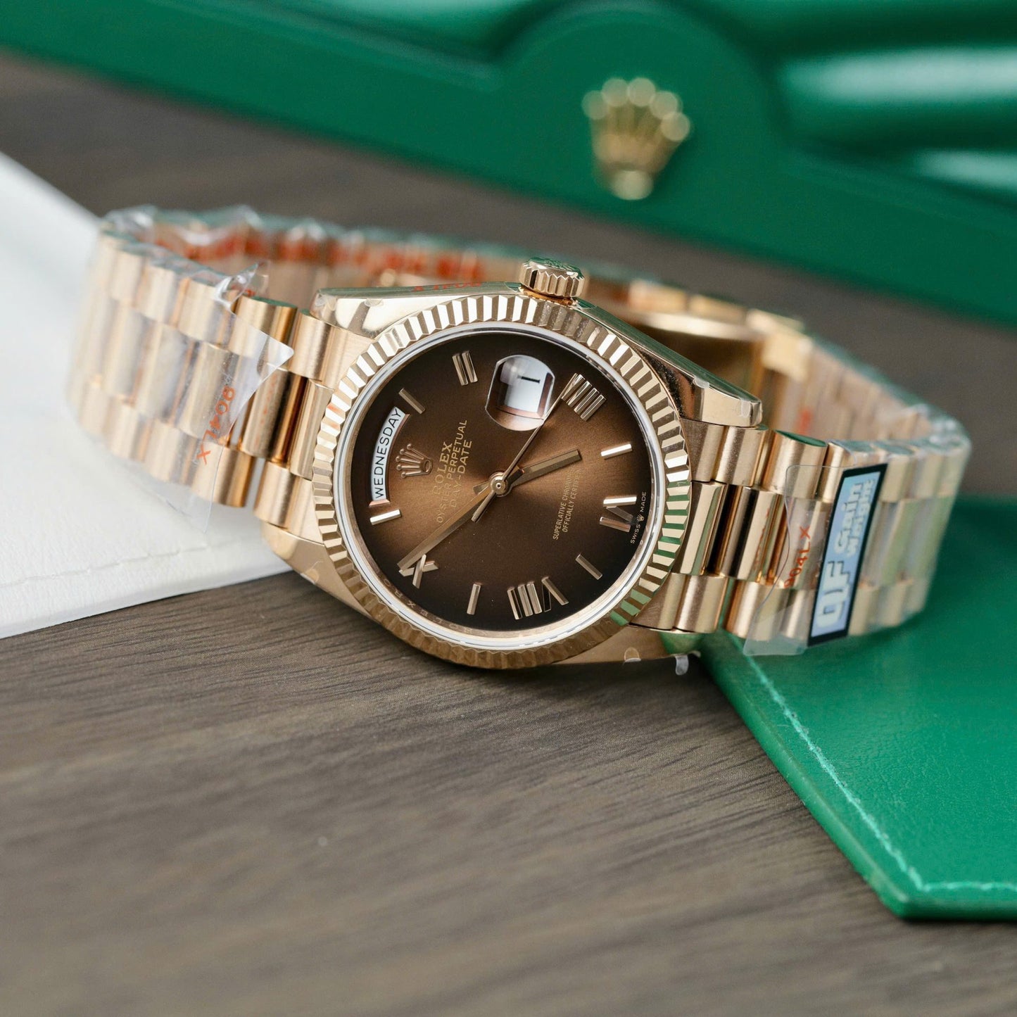 Rolex Day-Date 128235 Replica Watch Dial Chocolate Weight 158gram QF Factory 36mm