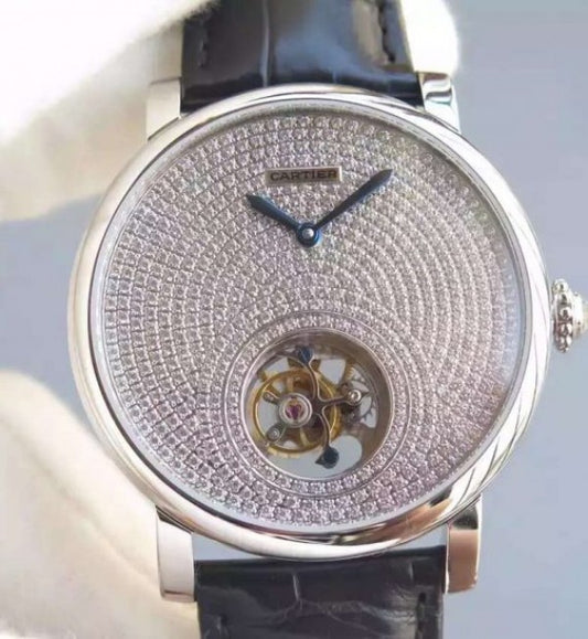 Replica Cartier Rotonde De Cartier Tourbillon SS Diamonds Dial