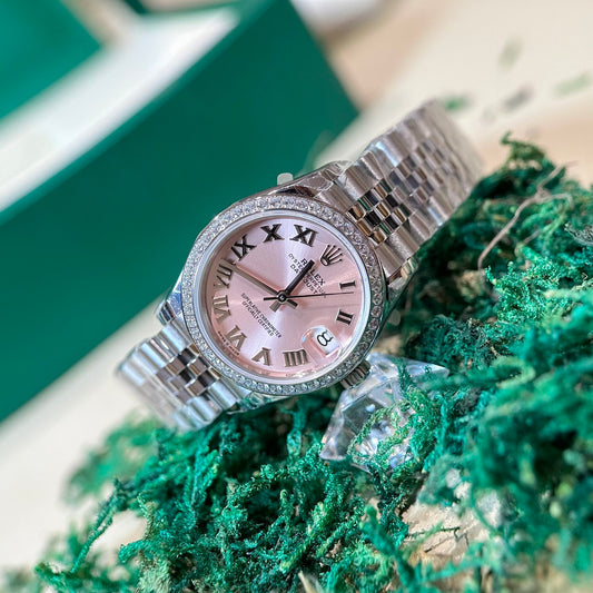 Rolex DateJust Replica Watch With Diamonds Pink Dial EW 31mm