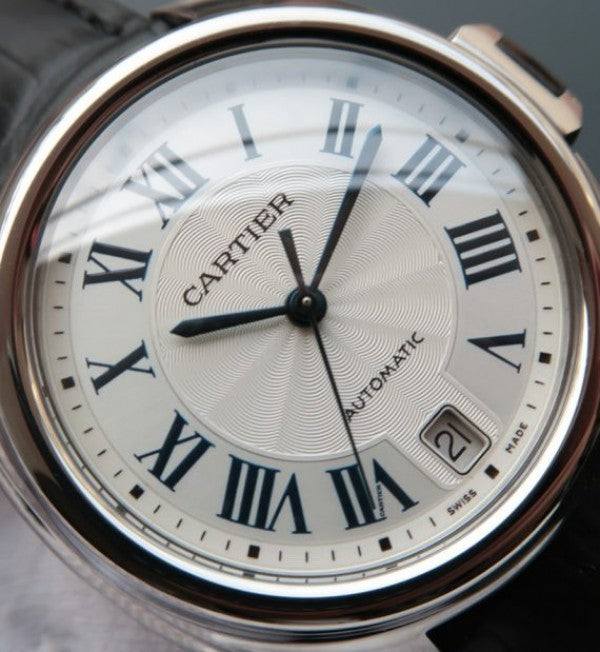 Replica Cartier Cle de Cartier SS White Textured Dial Leather Strap MIYOTA9015