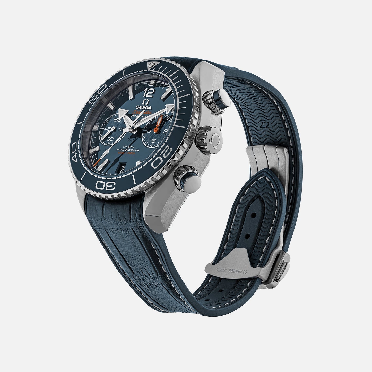 Seamaster Planet Ocean 600M Co-Axial Master Chronometer Chronograph 45.5mm Blue Dial On Leather Strap With Rubber Lining(1:1 replica)
