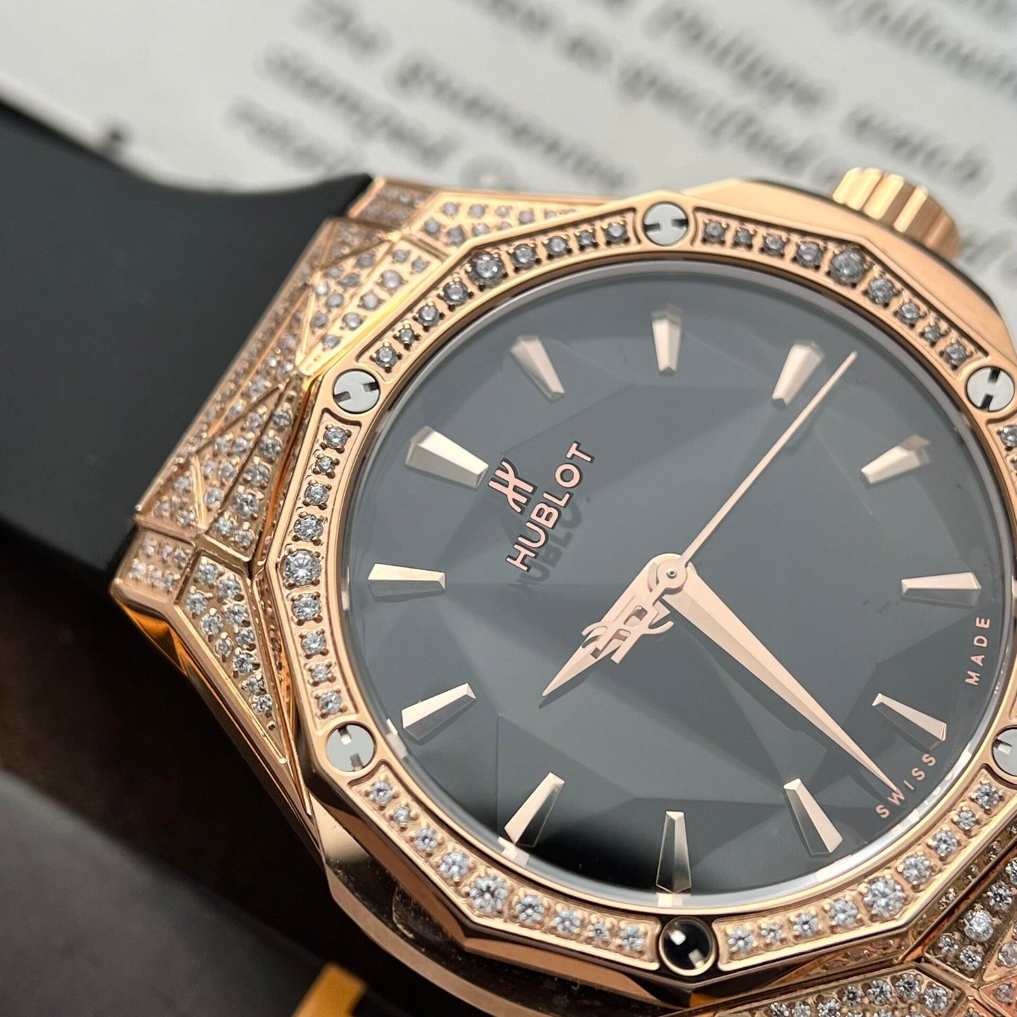 Hublot Replica 1:1 Watch Orlinski King Gold Full Diamonds Black 40mm