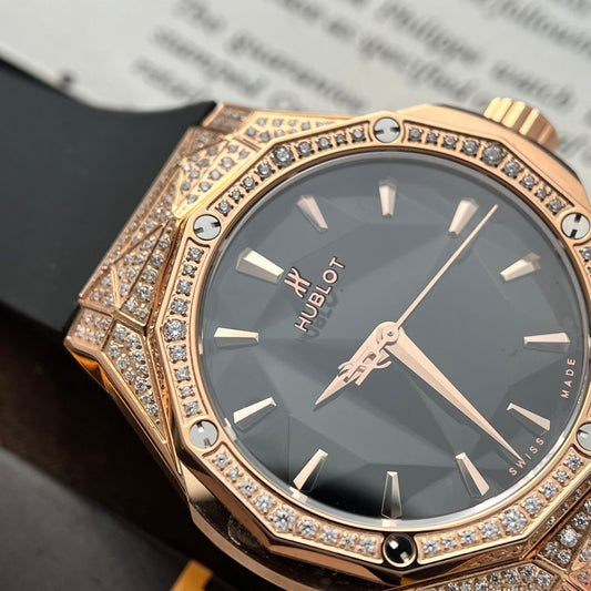 Hublot Replica 1:1 Watch Orlinski King Gold Full Diamonds Black 40mm