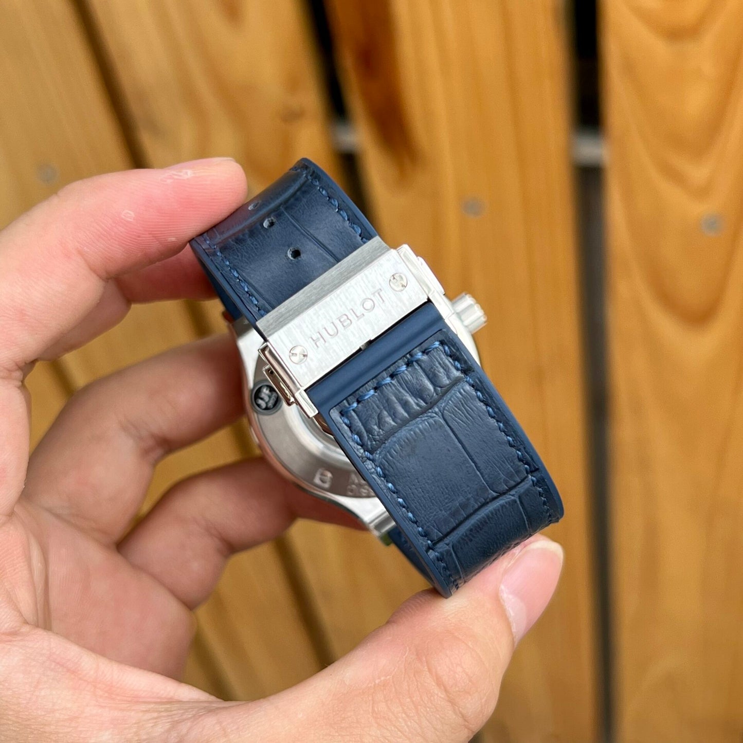 Hublot Replica 1:1 Watch Classic Fusion Titanium Blue Leather Strap JJF 42mm