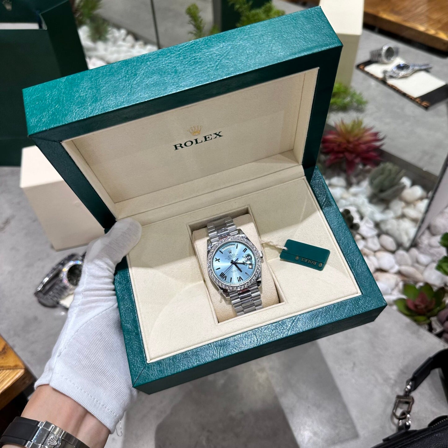 Rolex Replica Watch Day-Date 228236 Moissanite Green Dial 168gram GM V3 40mm