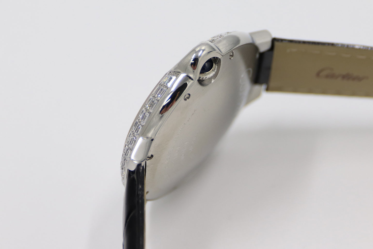 Cartier Blue Balloon Square Diamonds Full Sky Watch-White-Leather-42mm(1:1 replica)