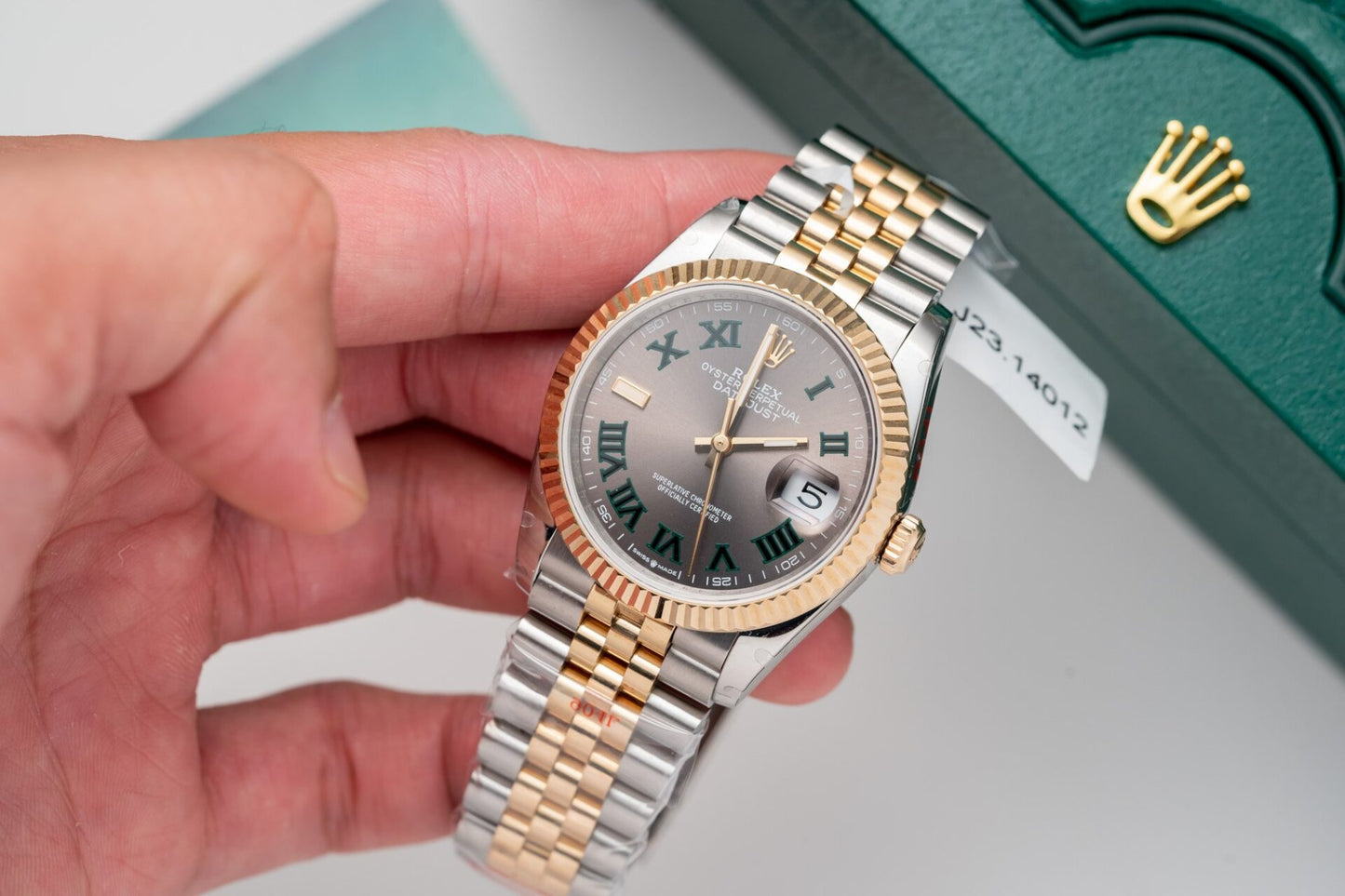 Rolex Replica Watch DateJust Dial Wimbledon Gold Wrapped GM Factory 36mm