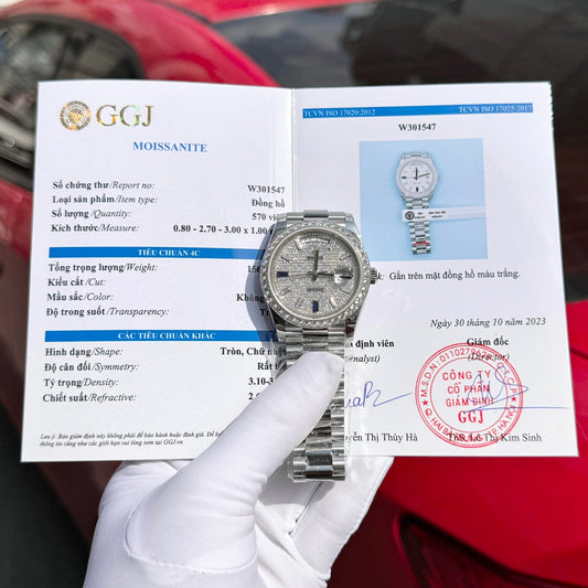 Rolex Day-Date Moissanite Diamond Replica Watch GM Factory V2 40mm