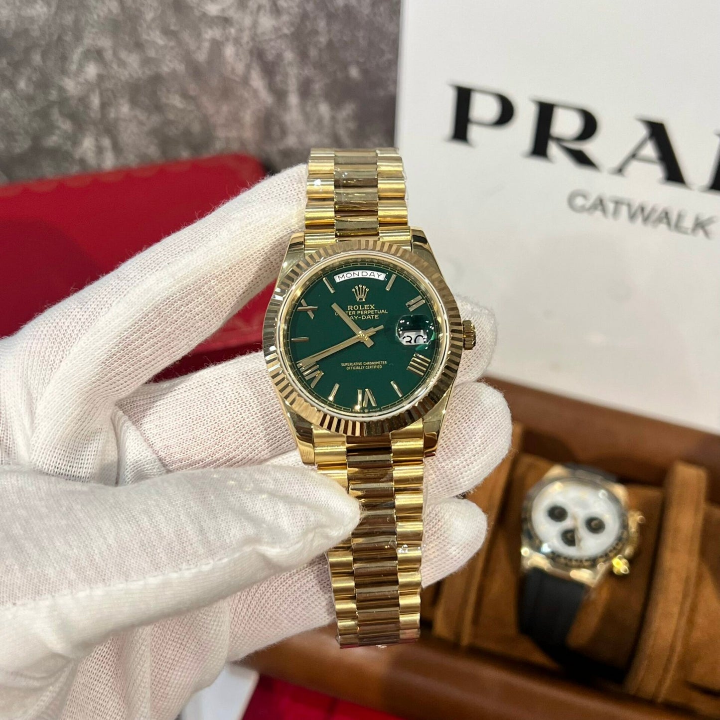 Rolex Replica 1:1 Watch Day-Date 228238 Green Dial Yellow Gold GM Factory V2 40mm