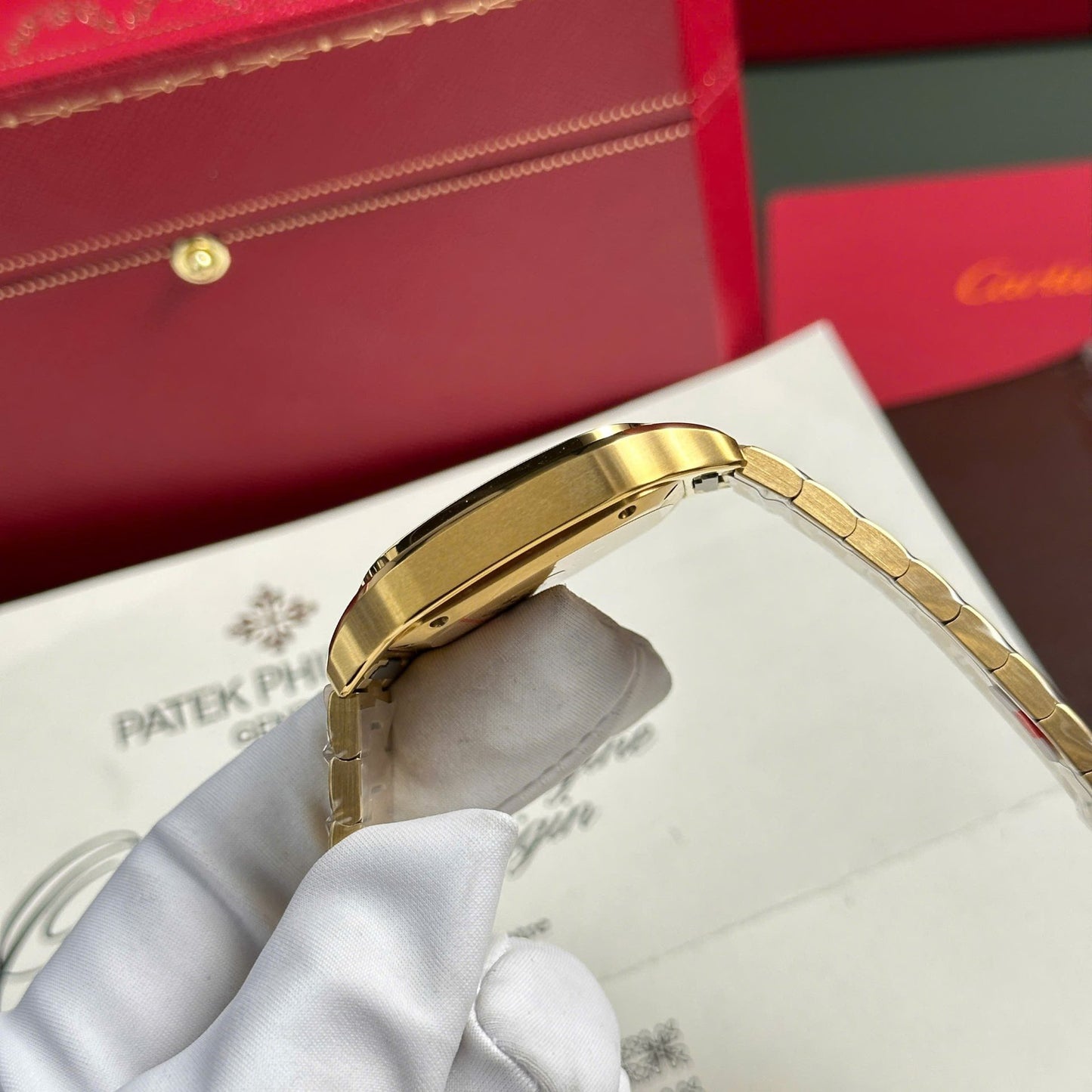 Cartier Santos Yellow Replica Watch White Dial BV Factory 35mm