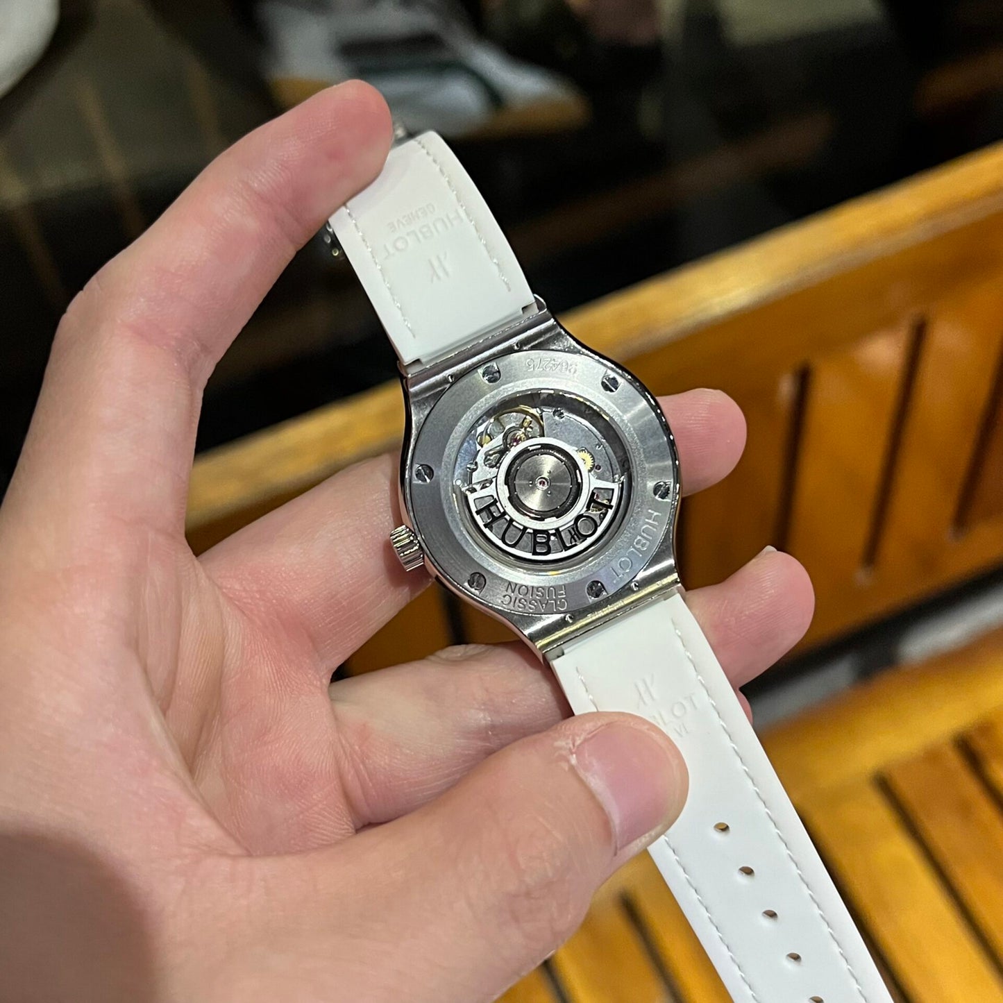 Hublot Replica 11 Watch Classic Fusion Titanium White Dial Full Moissanite Case 38mm