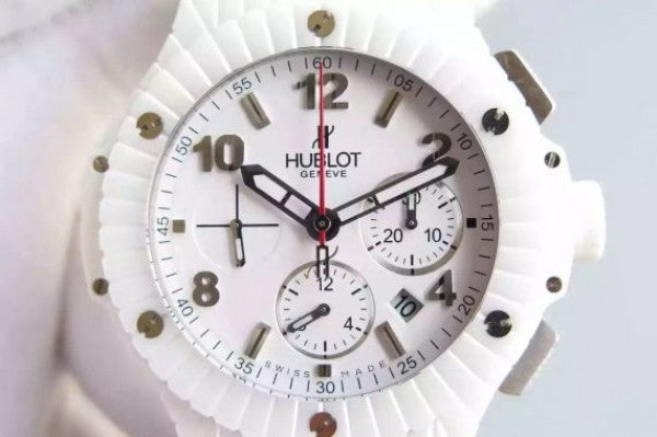 Replica Hublot Big Bang Caviar Chrono 44mm White Ceramic White Dial Rubber Strap A7750